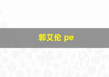 郭艾伦 pe